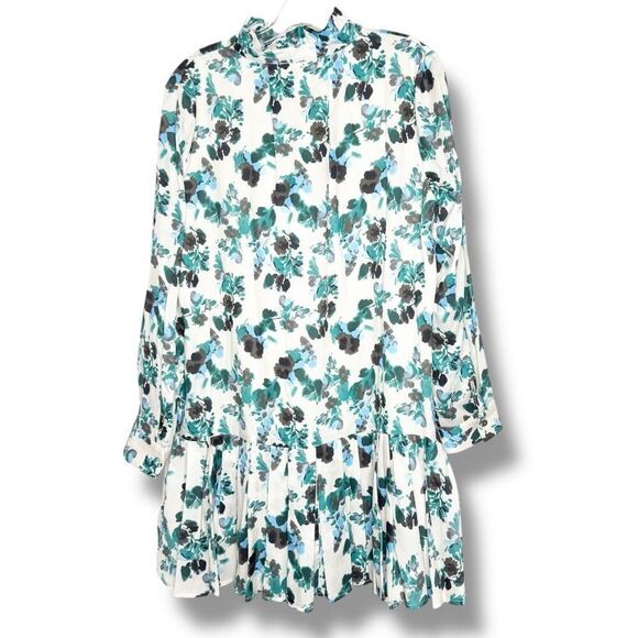 TUCKERNUCK Budding Bluebell Tate Shirt Ruffle Collar Dress in Blue Blooms Size L - Picture 9 of 12